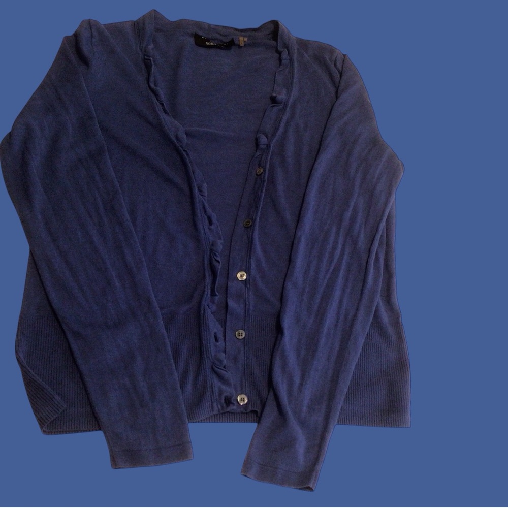 Elie Tahari Navy Blue Lightweight Button Cardigan